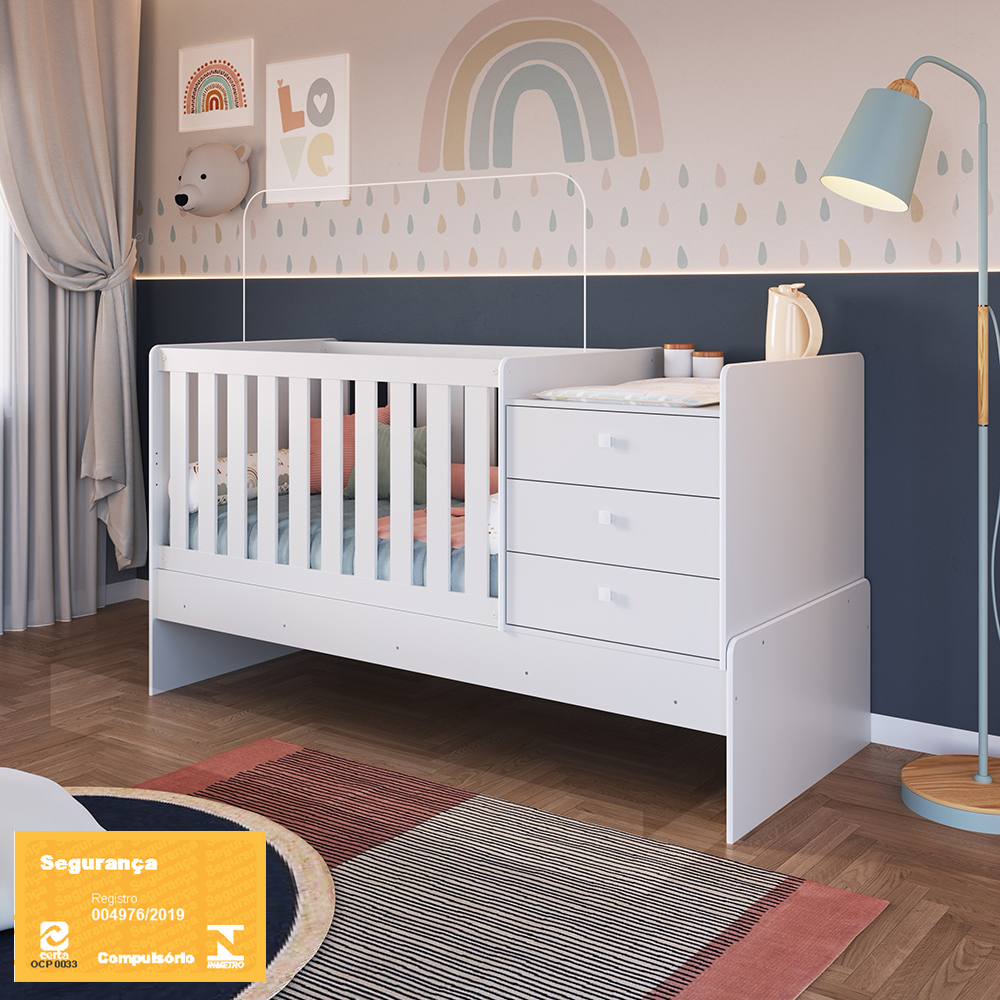 Berço Cama Multifuncional sem Auxiliar Branco