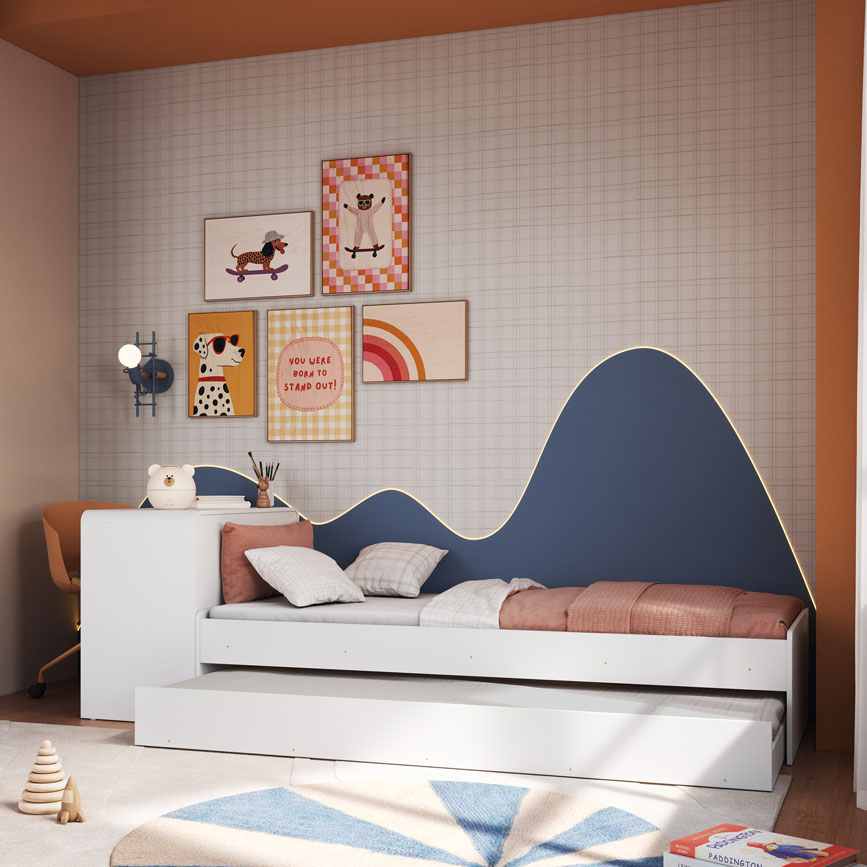 Cama Infanto Juvenil com Escrivaninha + Cama Auxiliar cor Branco