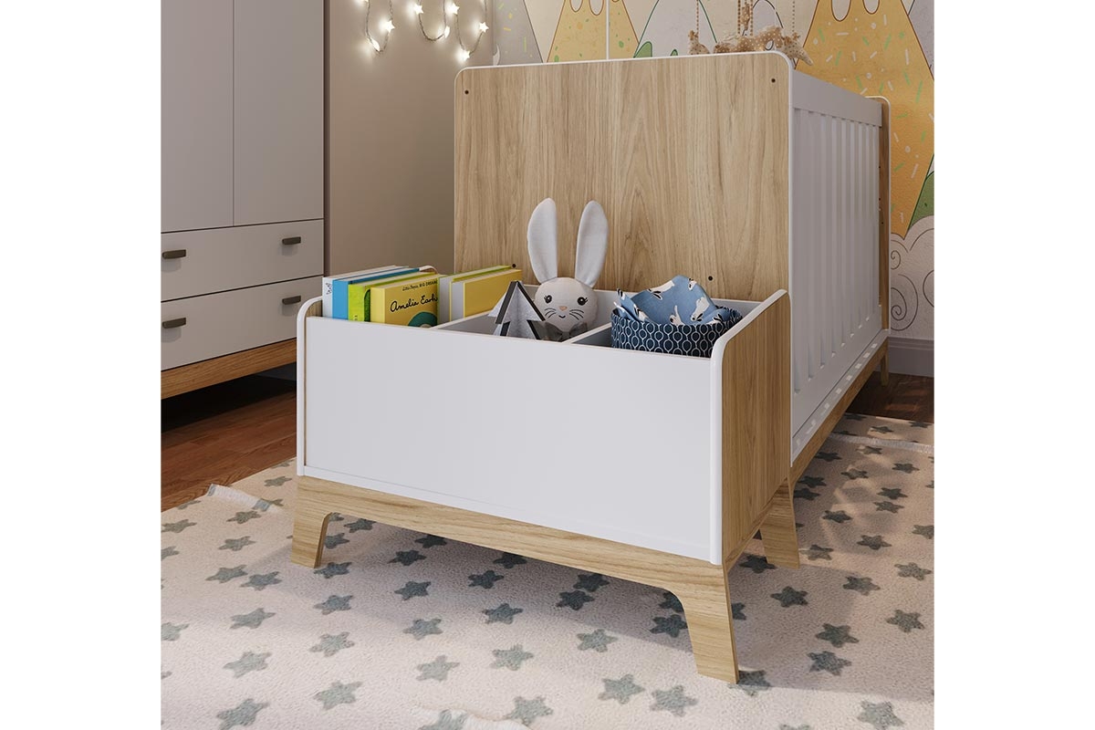 Caixa de Brinquedos e Livros Linha Favo de Mel Itapuã com Branco