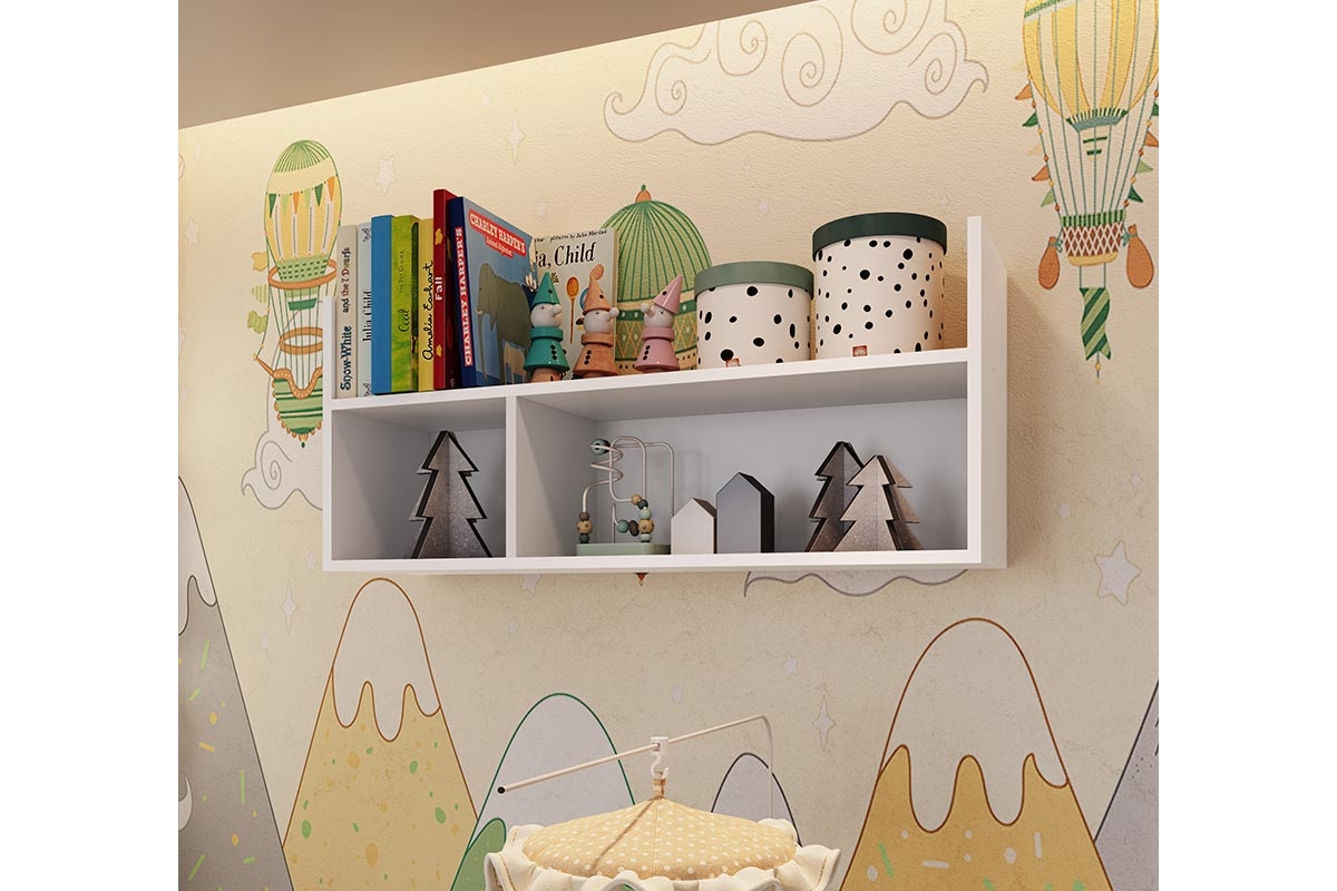 Nicho Infantil de Parede Cubo e Livreiro Linha Favo de Mel Branco