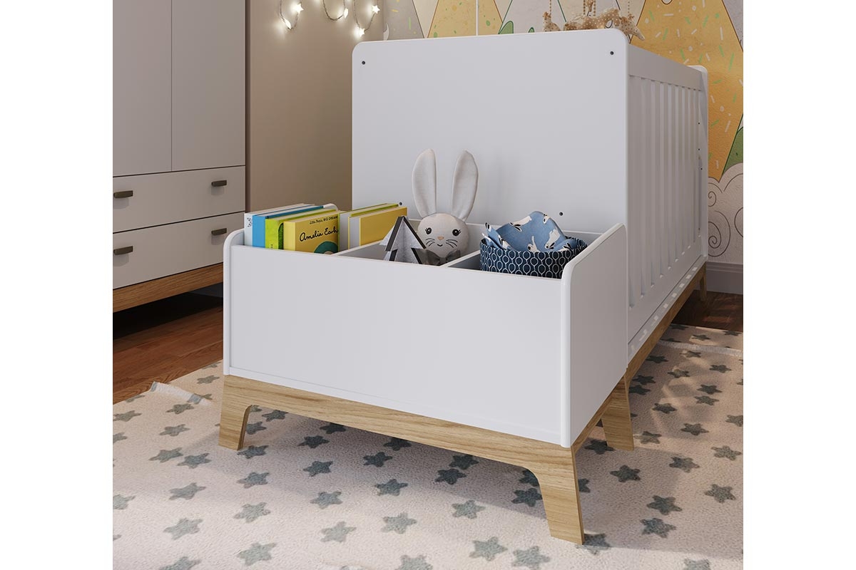 Caixa de Brinquedos e Livros Linha Favo de Mel Branco