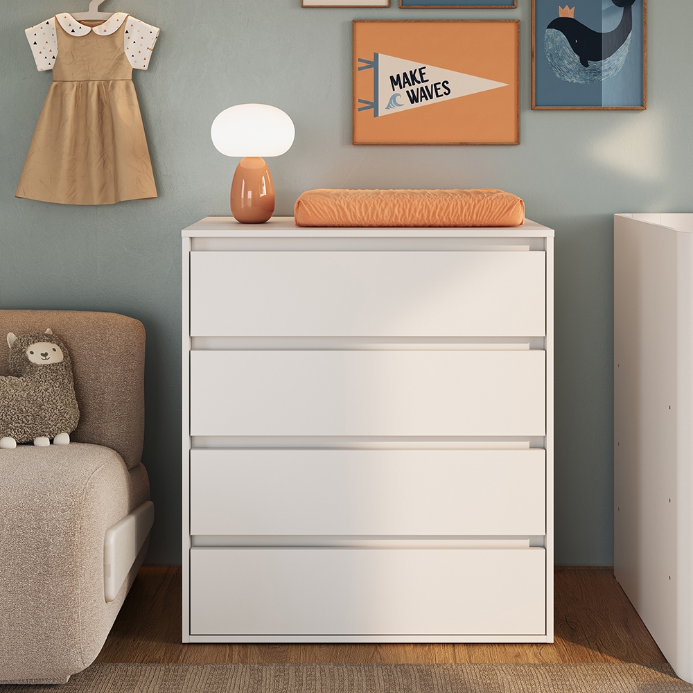 Cômoda 4 Gavetas cor Branca Linha Essencial