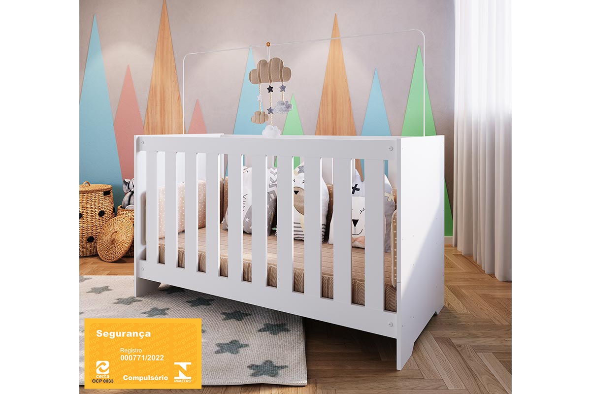 Berço 3 em 1 Branco Linha Aconchego