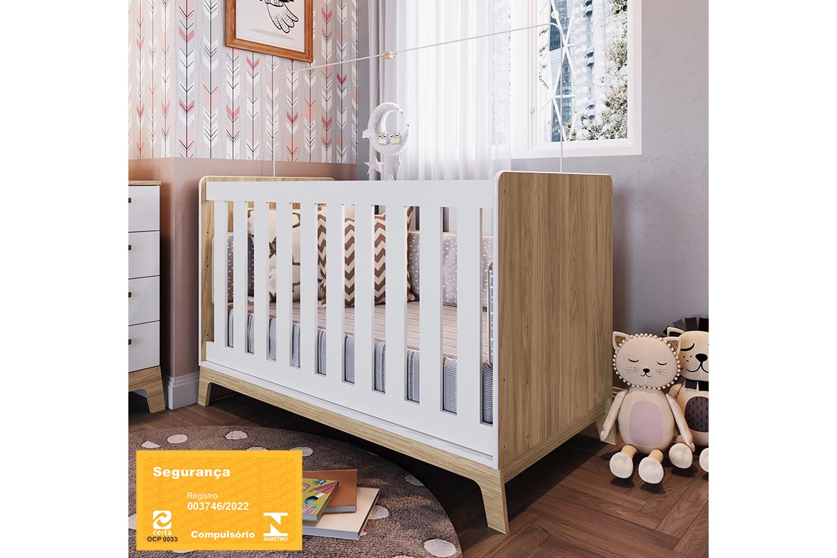 Berço 3 em 1 Linha Favo de Mel Itapuã com Branco